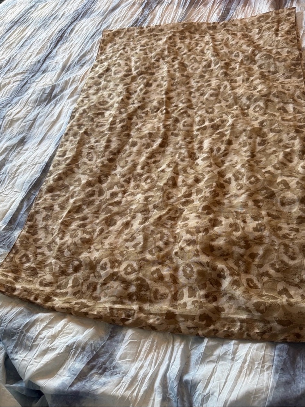 Coach Leopard-Pattern Infinity Scarf in Tan and Brown